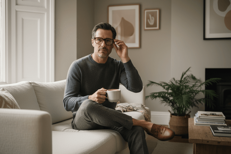 Lifestyle image representing buying designer glasses and sunglasses in the UK – Burghley & Co