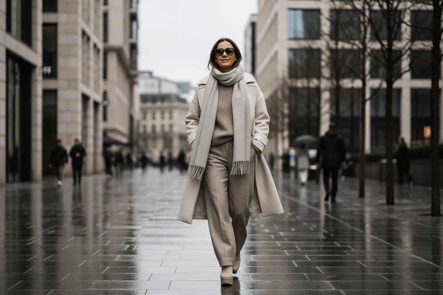 Lifestyle image showing stylish sunglasses worn in winter – Burghley & Co