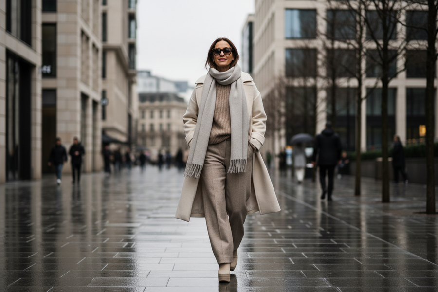 Lifestyle image showing stylish sunglasses worn in winter – Burghley & Co