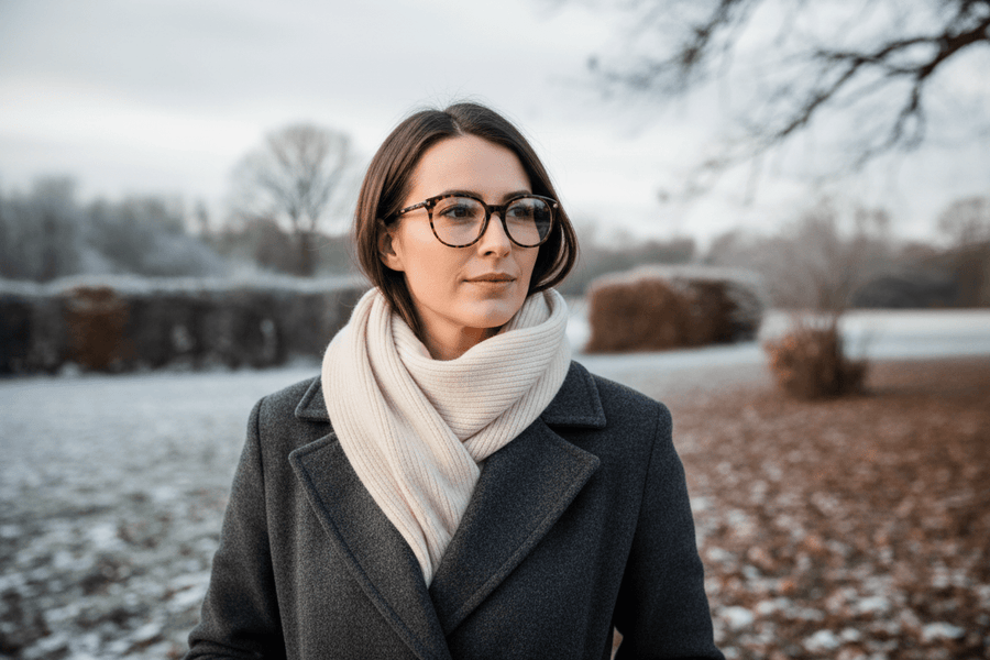 Lifestyle image representing eye care during winter months – Burghley & Co