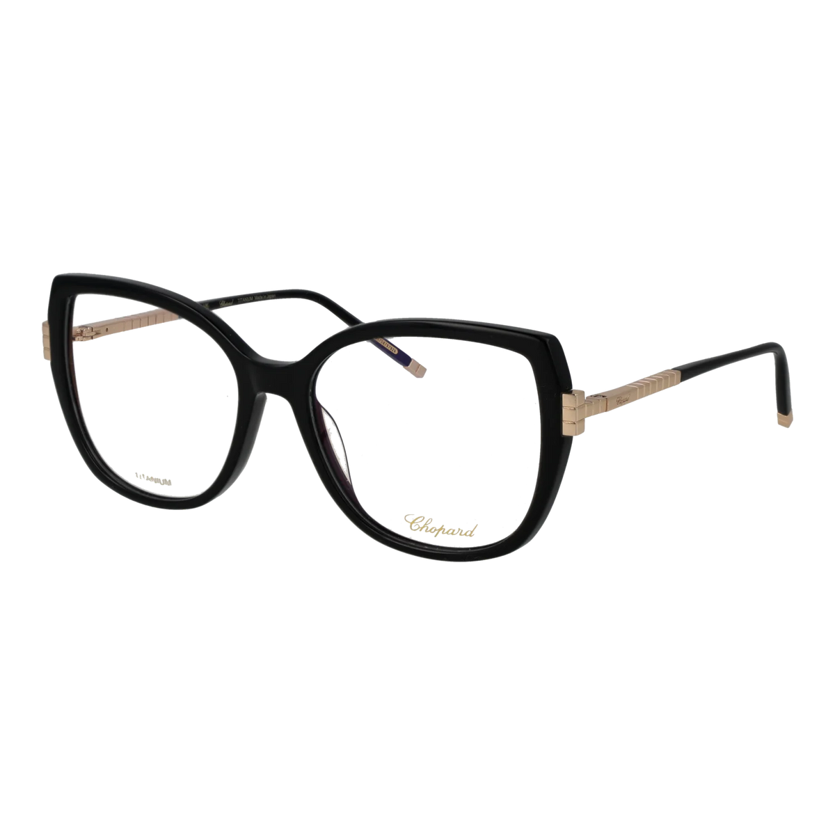 Chopard glasses, Chopard Optical Frames VCH360M 0BLK 55 – Burghley & Co (Image 1)
