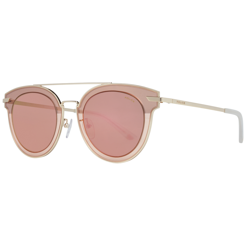 Police Round sunglasses in Gold and Pink with Metal frame, model Police Sunglasses SPL543G 300R 50, from Burghley & Co – Luxury eyewear UK