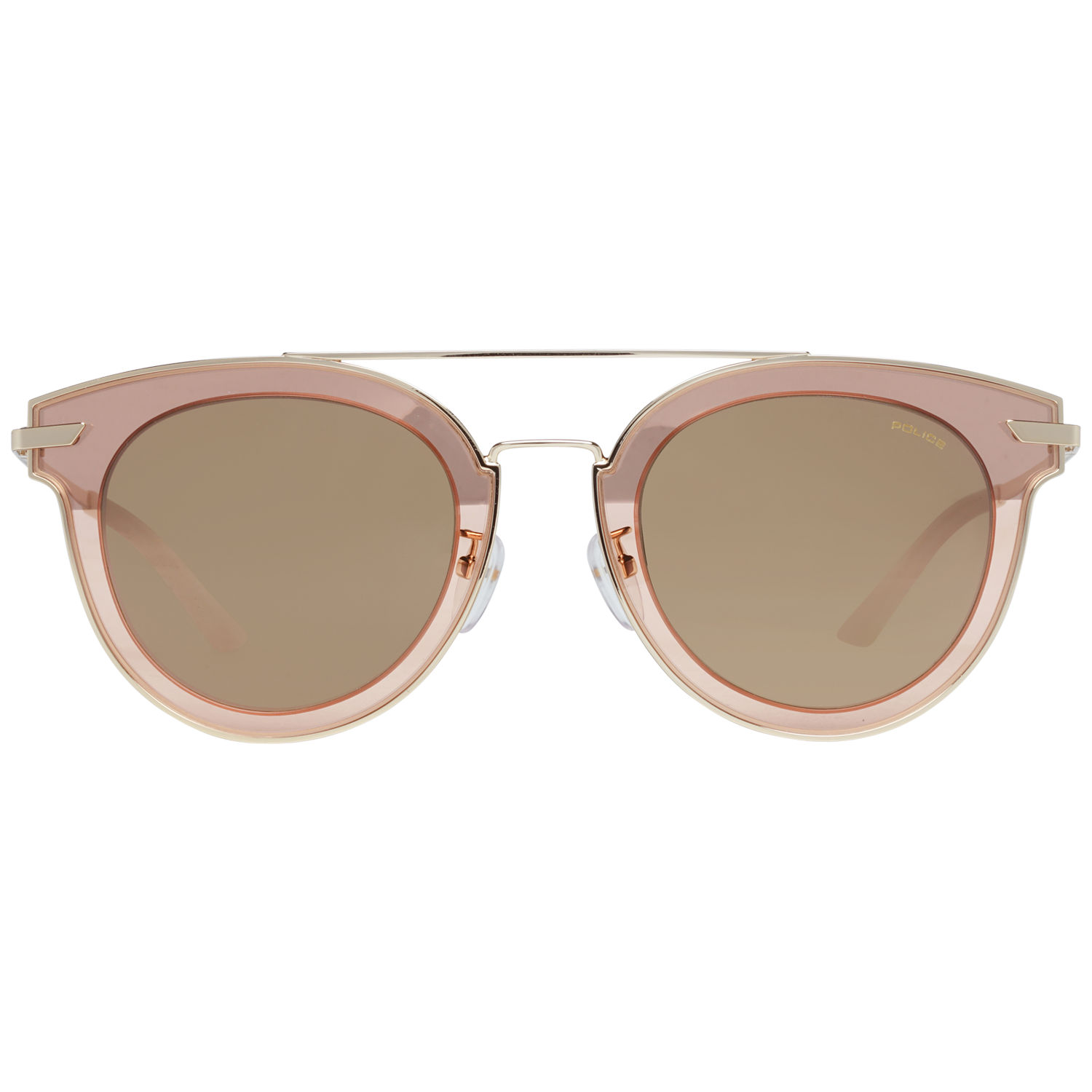 Police Round sunglasses in Gold and Pink with Metal frame, model Police Sunglasses SPL543G 300R 50, from Burghley & Co – Luxury eyewear UK