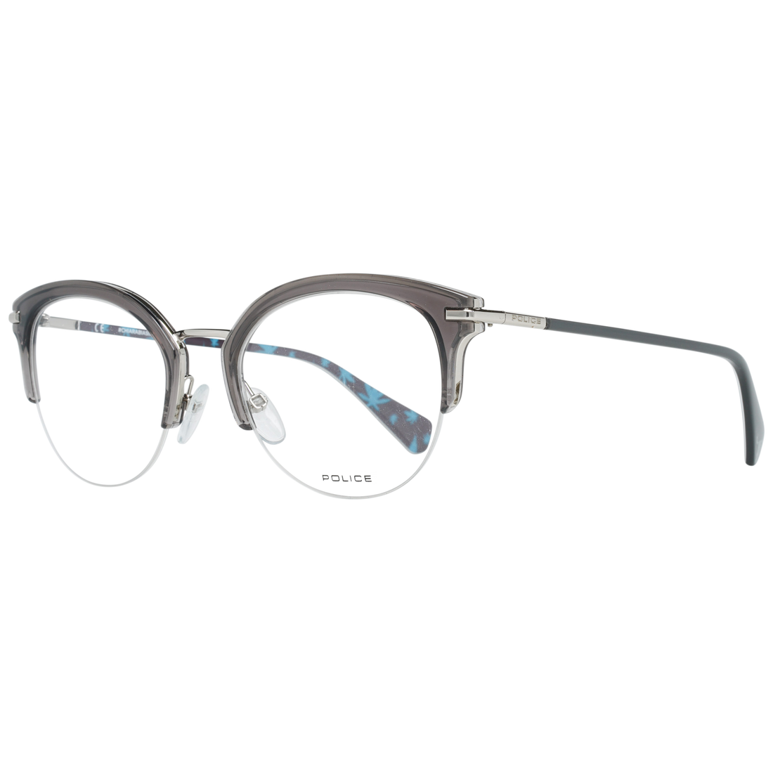 Police glasses in Grey with Metal frame, model Police Optical Frames VPL418E50M78V, from Burghley & Co – Luxury eyewear UK