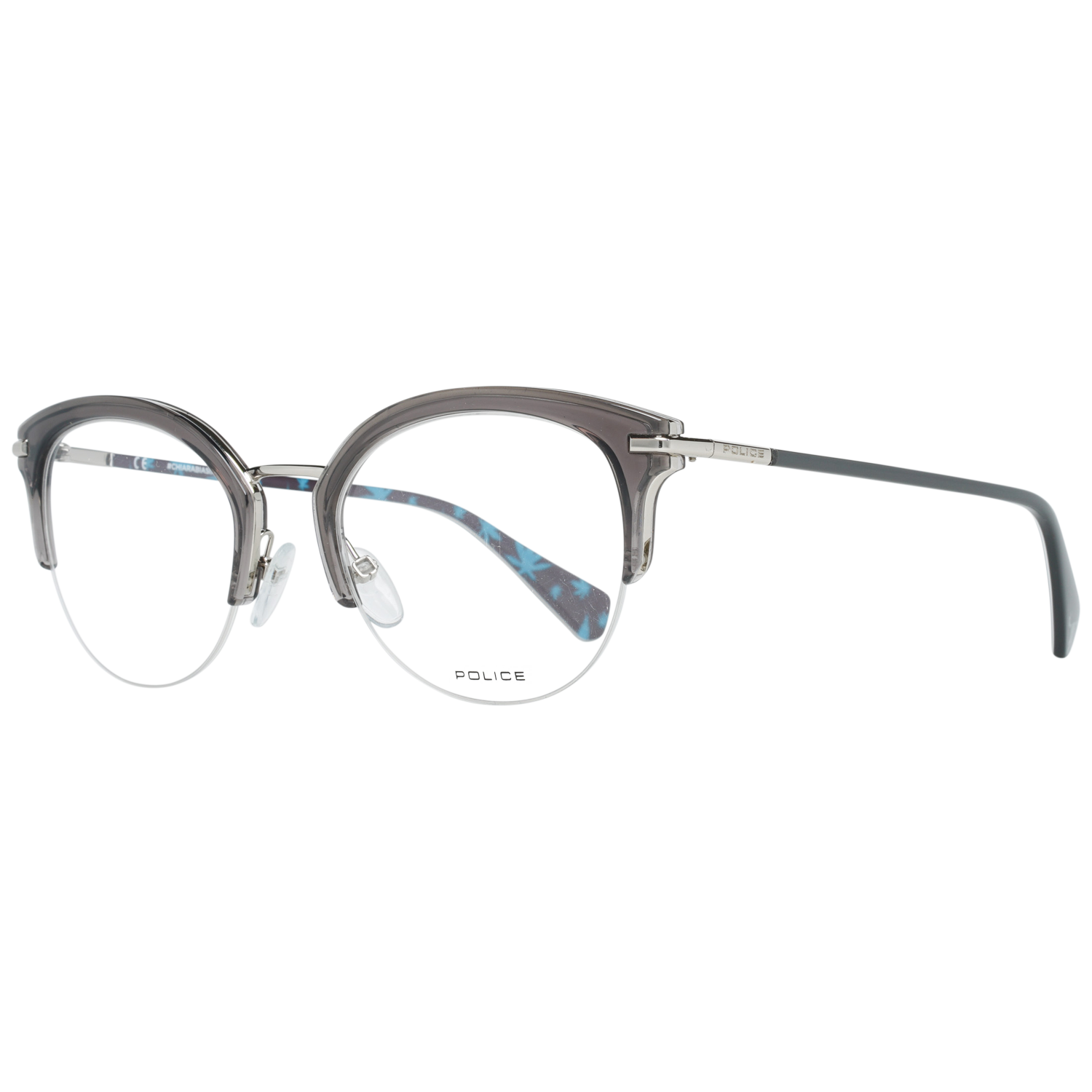 Police glasses in Grey with Metal frame, model Police Optical Frames VPL418E50M78V, from Burghley & Co – Luxury eyewear UK