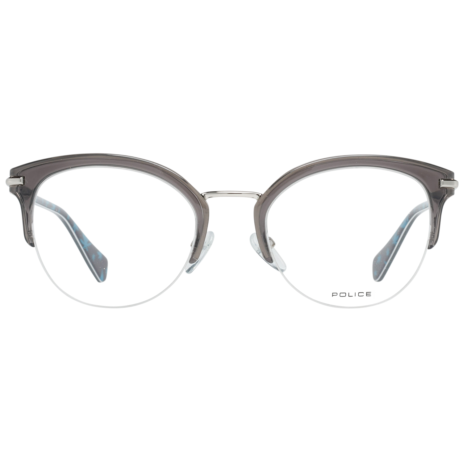 Police glasses in Grey with Metal frame, model Police Optical Frames VPL418E50M78V, from Burghley & Co – Luxury eyewear UK