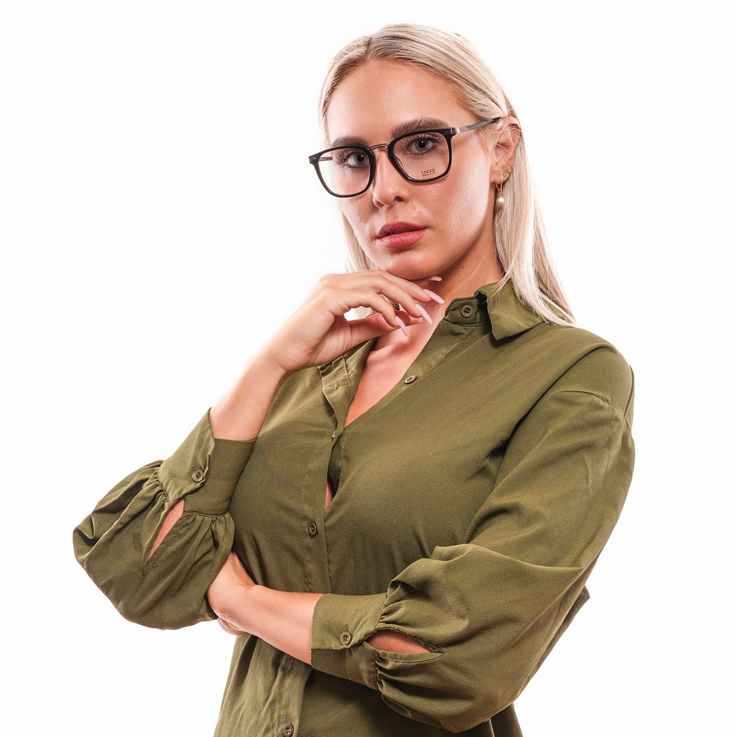 Lozza Square glasses in Black with Plastic frame, model Lozza Optical Frames VL4152 500BLK, from Burghley & Co – Luxury eyewear UK