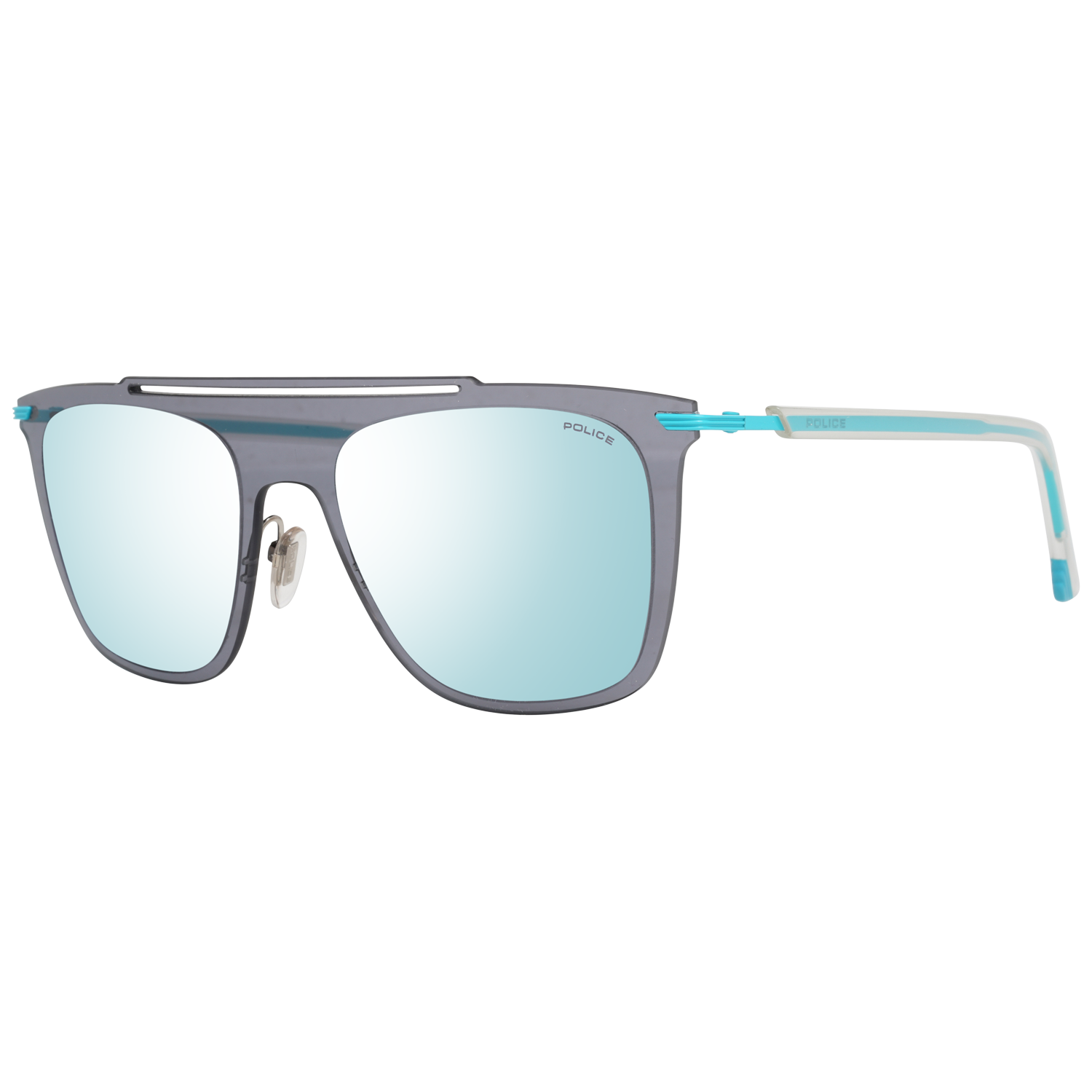 Police Rectangle sunglasses in Blue with Metal frame, model Police Sunglasses SPL581 SG1X 52, from Burghley & Co – Luxury eyewear UK