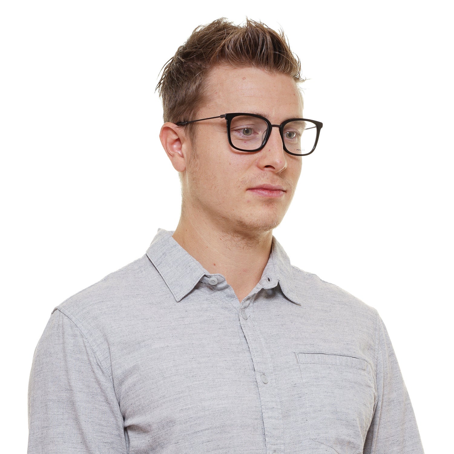 Police Rectangle glasses in Black with Metal frame, model Police Optical Frames VPL561 510700, from Burghley & Co – Luxury eyewear UK
