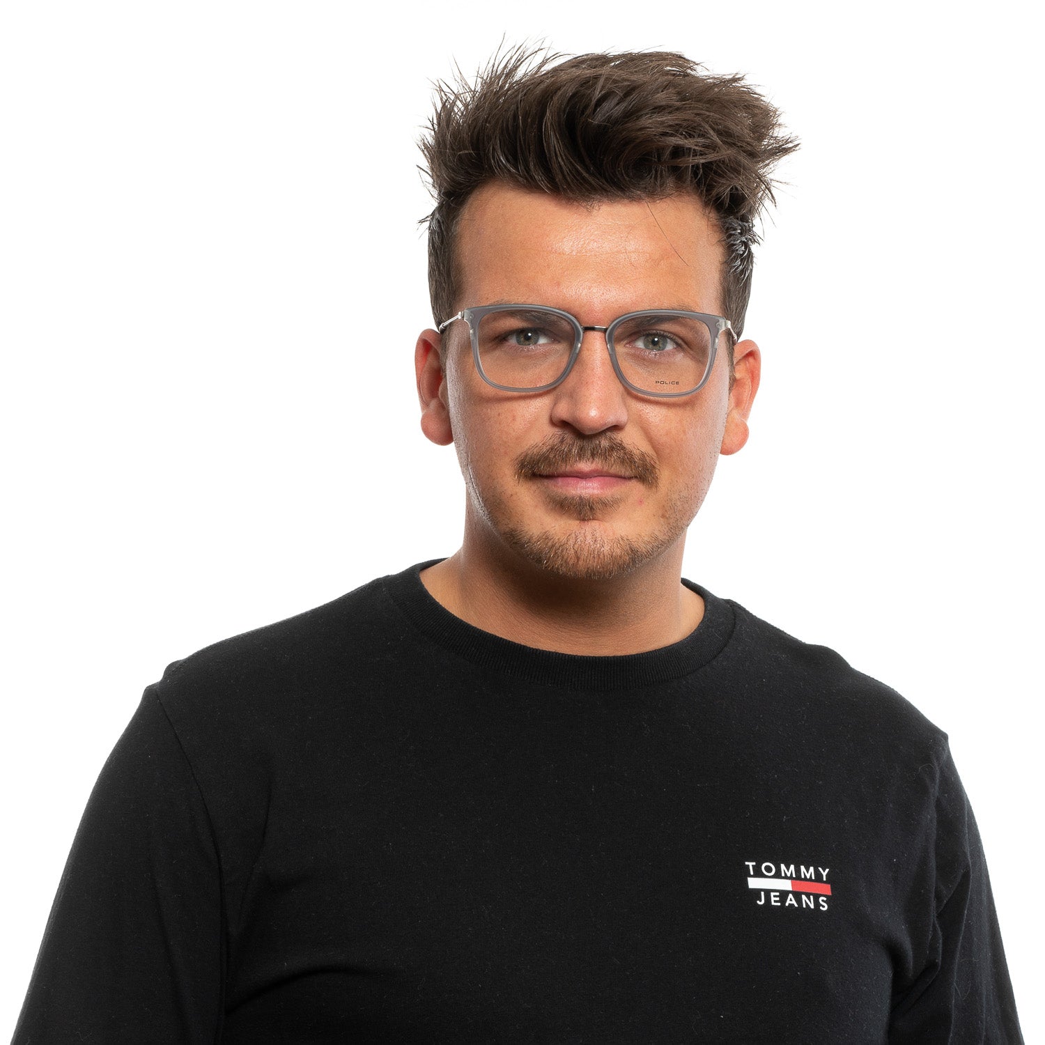 Police Square glasses in Grey with Metal frame, model Police Optical Frames PL561 51M78M, from Burghley & Co – Luxury eyewear UK