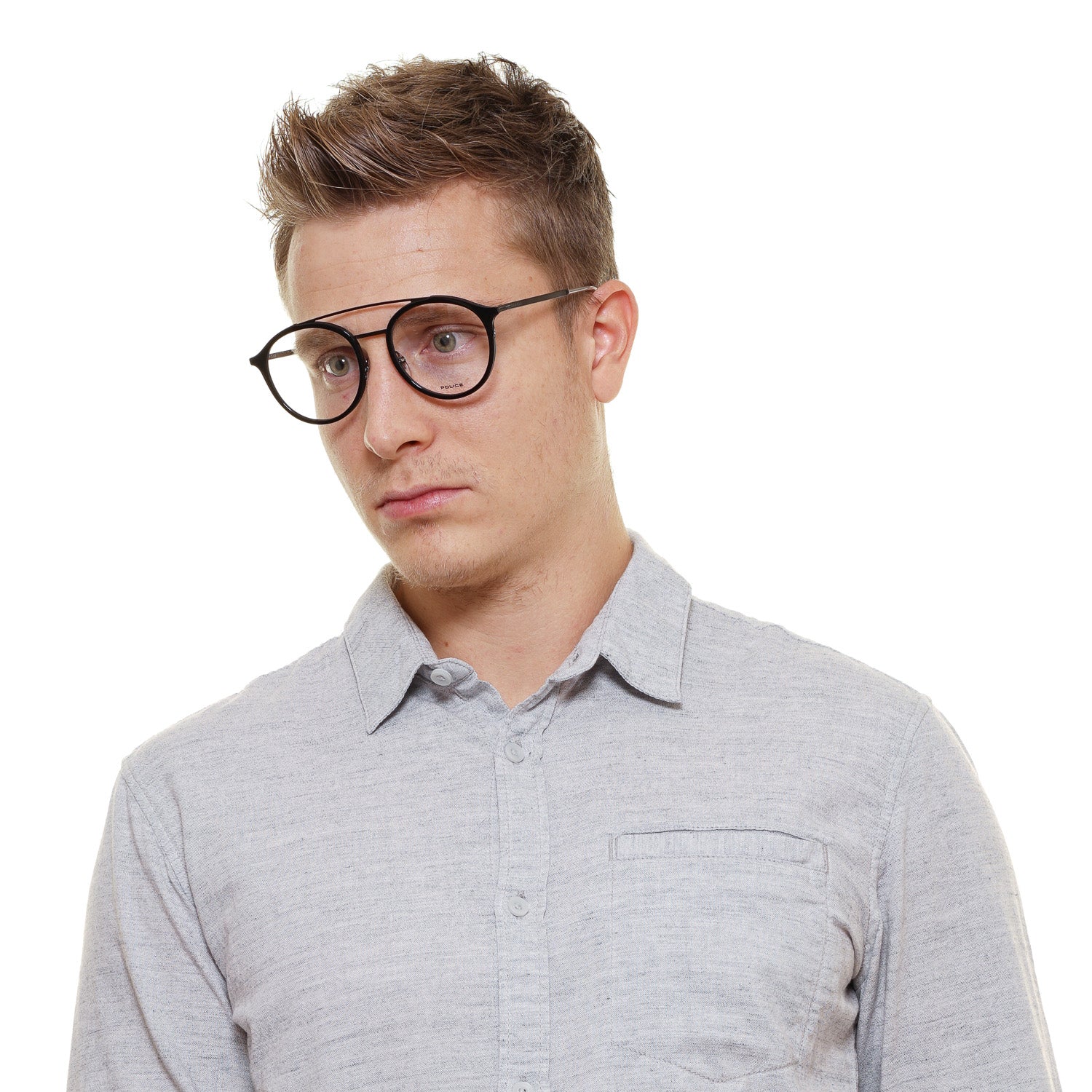 Police Aviator glasses in Black with Metal frame, model Police Optical Frames VPL688 520700, from Burghley & Co – Luxury eyewear UK