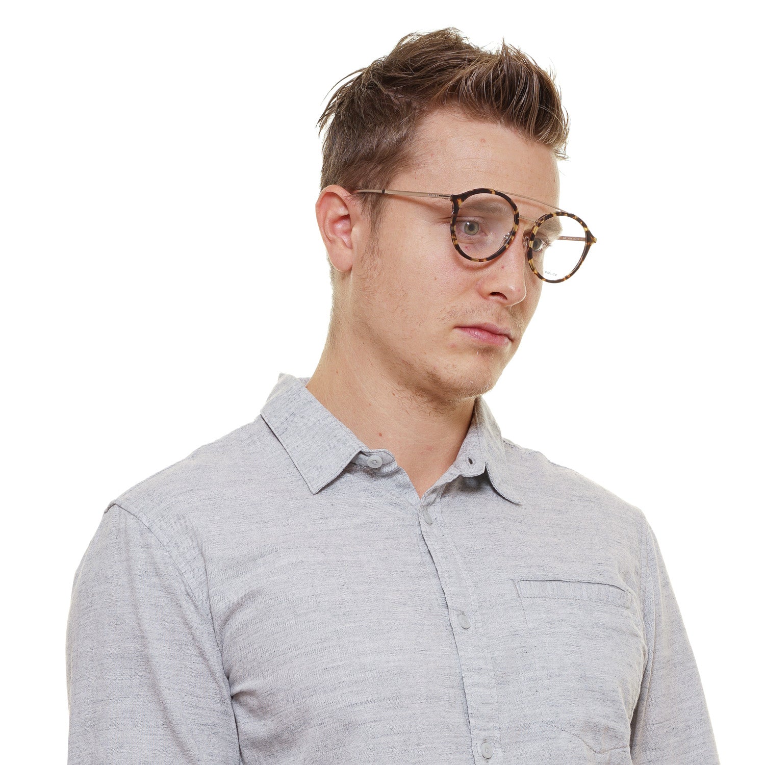Police Aviator glasses in Brown with Metal frame, model Police Optical Frames VPL688 52741M, from Burghley & Co – Luxury eyewear UK