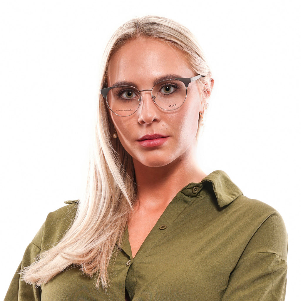 Sting Rectangle glasses in Grey with Metal frame, model Sting Optical Frames VST233 520579, from Burghley & Co – Luxury eyewear UK