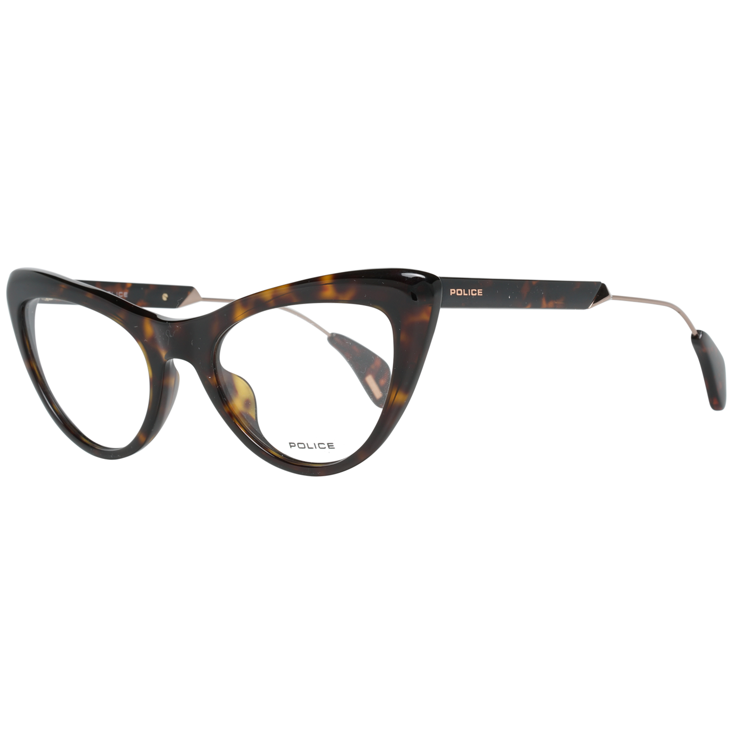 Police Cat-eye glasses in Brown with Metal frame, model Police Optical Frame VPL855 722G 50, from Burghley & Co – Luxury eyewear UK