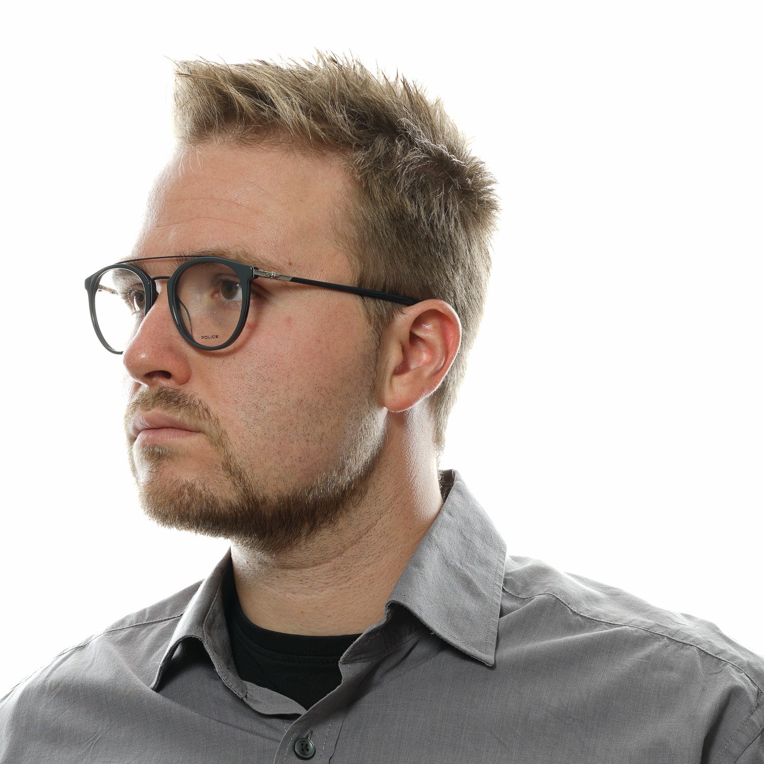 Police glasses in Grey with Metal frame, model Police Optical Frames PL881 510TAM, from Burghley & Co – Luxury eyewear UK