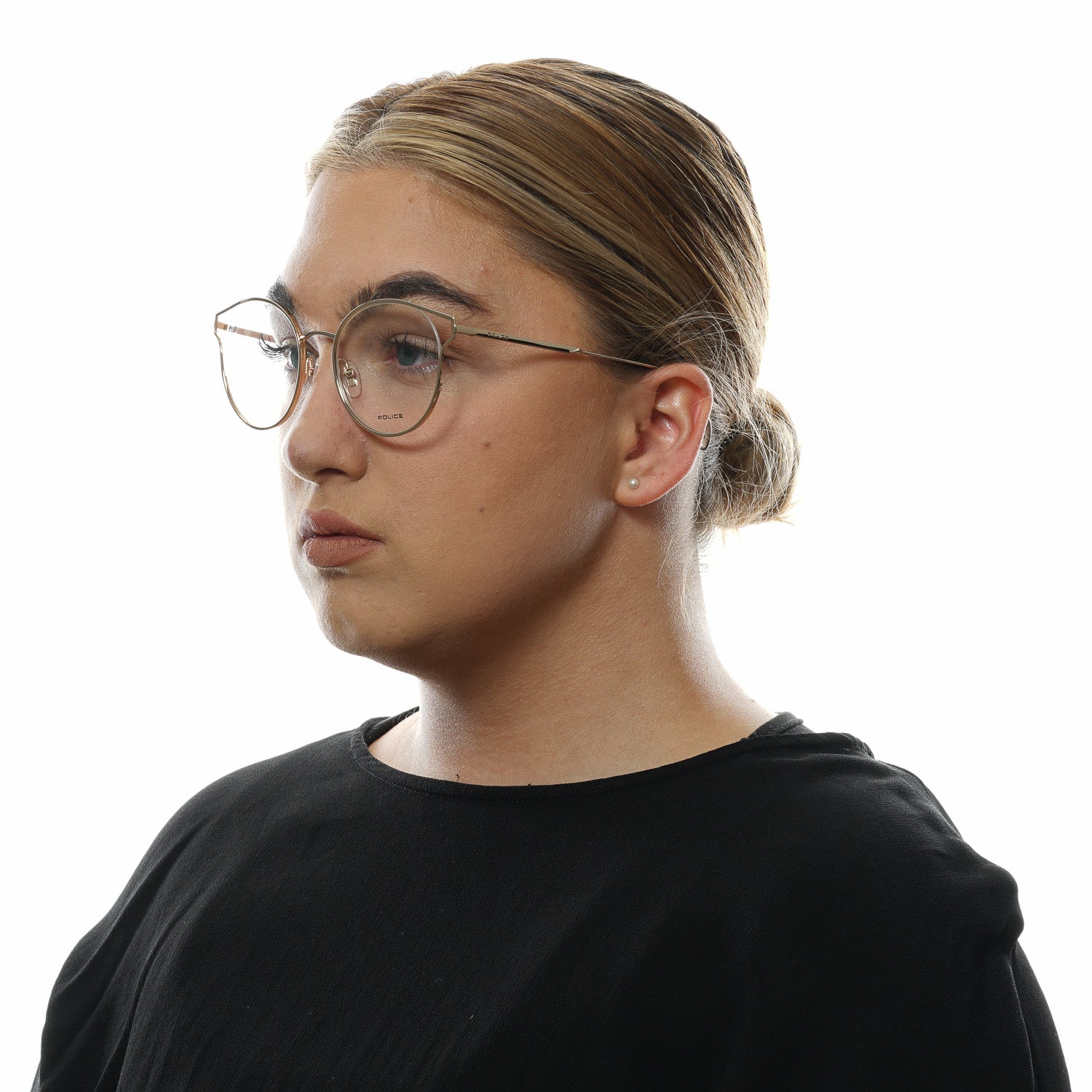 Police glasses in Gold and Pink with Metal frame, model Police Optical Frames PL926 500300, from Burghley & Co – Luxury eyewear UK
