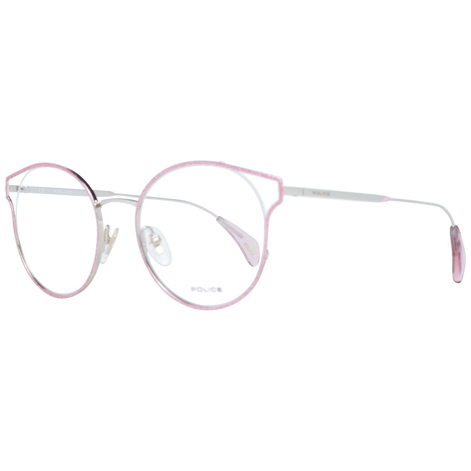 Police Round glasses in Pink with Metal frame, model Police Optical Frames PL926 500SNA, from Burghley & Co – Luxury eyewear UK