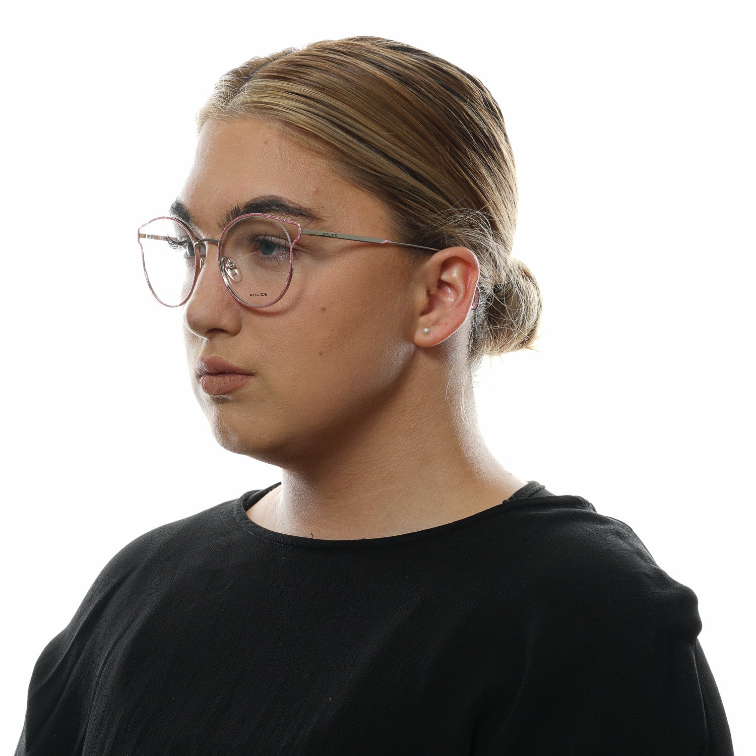 Police Round glasses in Pink with Metal frame, model Police Optical Frames PL926 500SNA, from Burghley & Co – Luxury eyewear UK