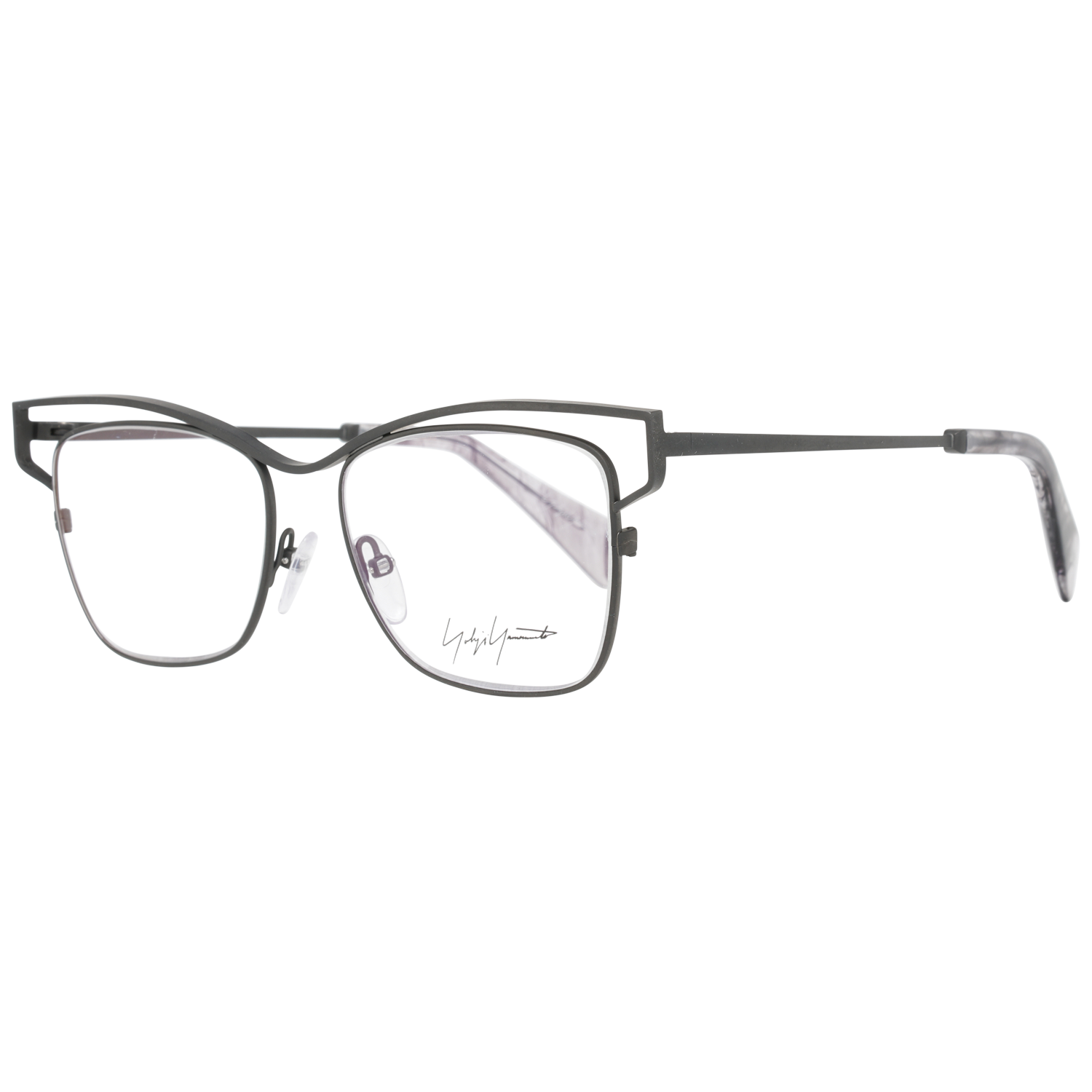 Yohji Yamamoto Square glasses in Gunmetal with Titanium frame, model Yohji Yamamoto Frames with Blue-Filter Lenses YY3019 51902, from Burghley & Co – Luxury eyewear UK