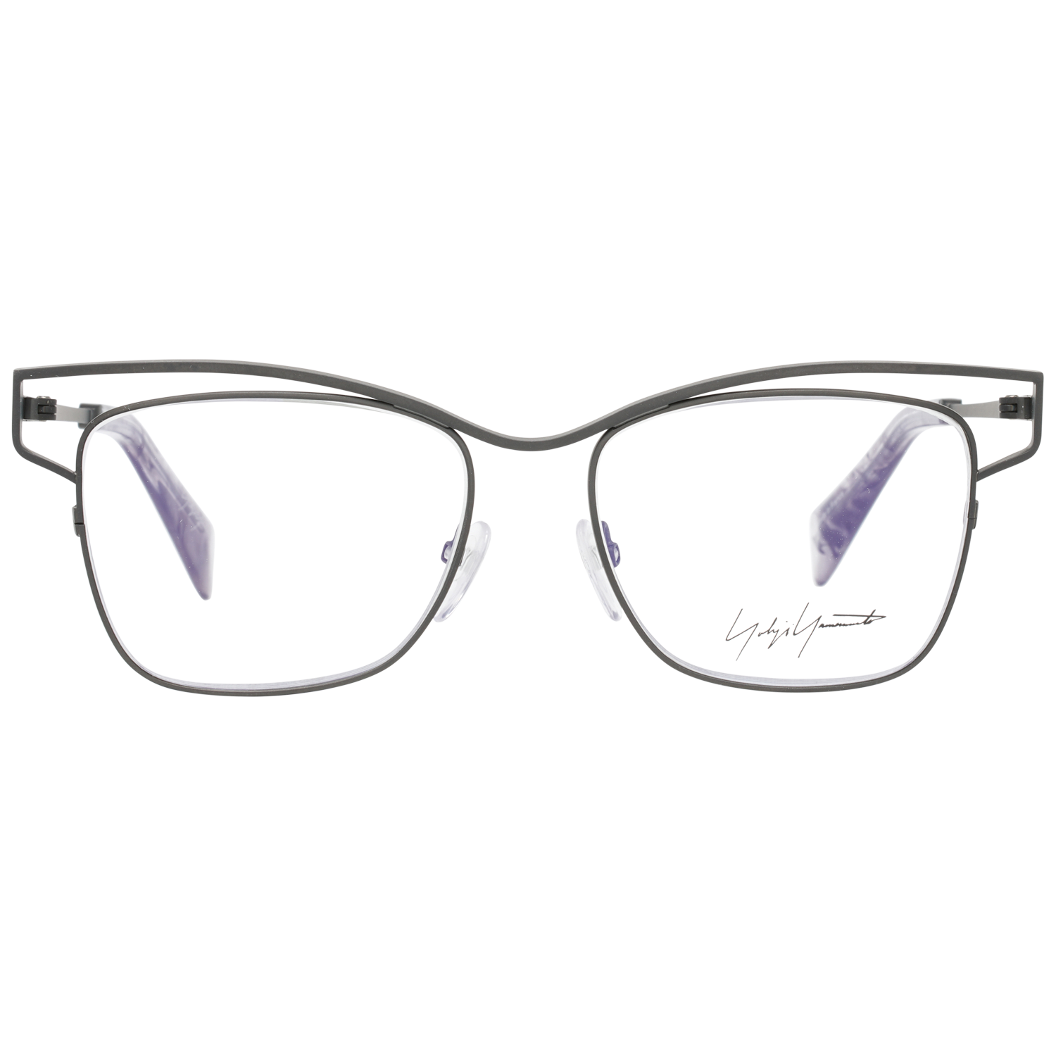 Yohji Yamamoto Square glasses in Gunmetal with Titanium frame, model Yohji Yamamoto Frames with Blue-Filter Lenses YY3019 51902, from Burghley & Co – Luxury eyewear UK