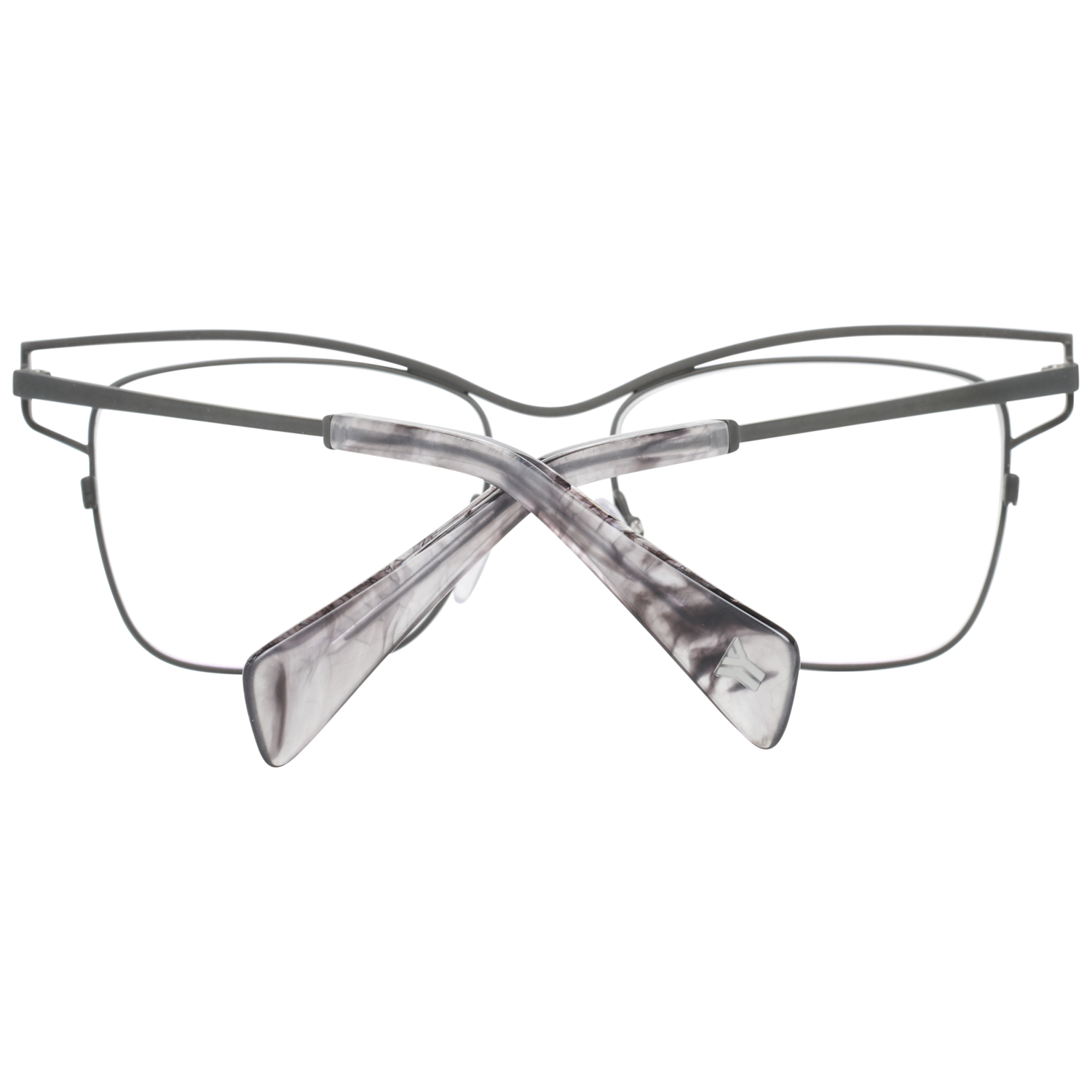 Yohji Yamamoto Square glasses in Gunmetal with Titanium frame, model Yohji Yamamoto Frames with Blue-Filter Lenses YY3019 51902, from Burghley & Co – Luxury eyewear UK