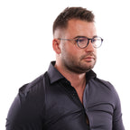 Hackett Bespoke Round glasses in Blue with Metal frame, model Hackett Bespoke Optical Frames HEB247 51683, from Burghley & Co – Luxury eyewear UK