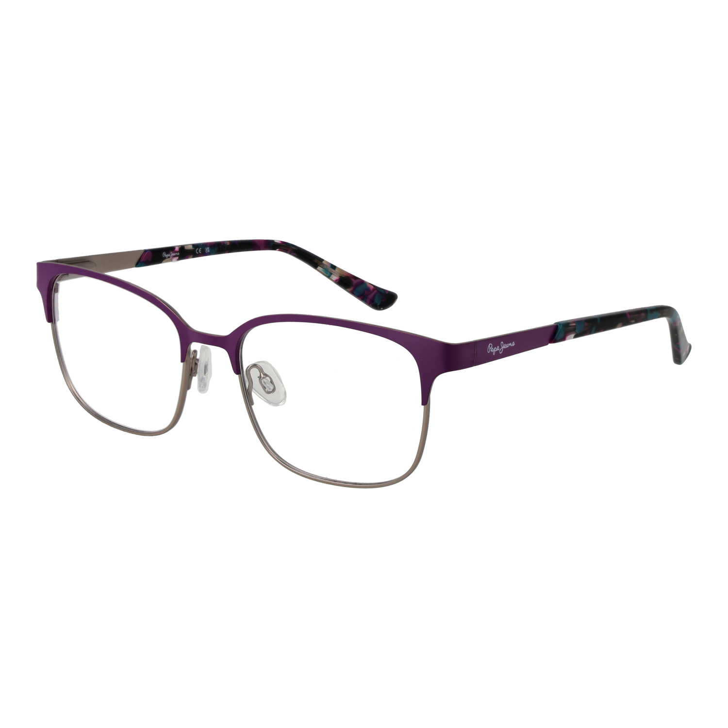 Pepe Jeans Rectangle glasses in Purple with Metal frame, model Pepe Jeans Optical Frame PJ1301 C2 53, from Burghley & Co – Luxury eyewear UK