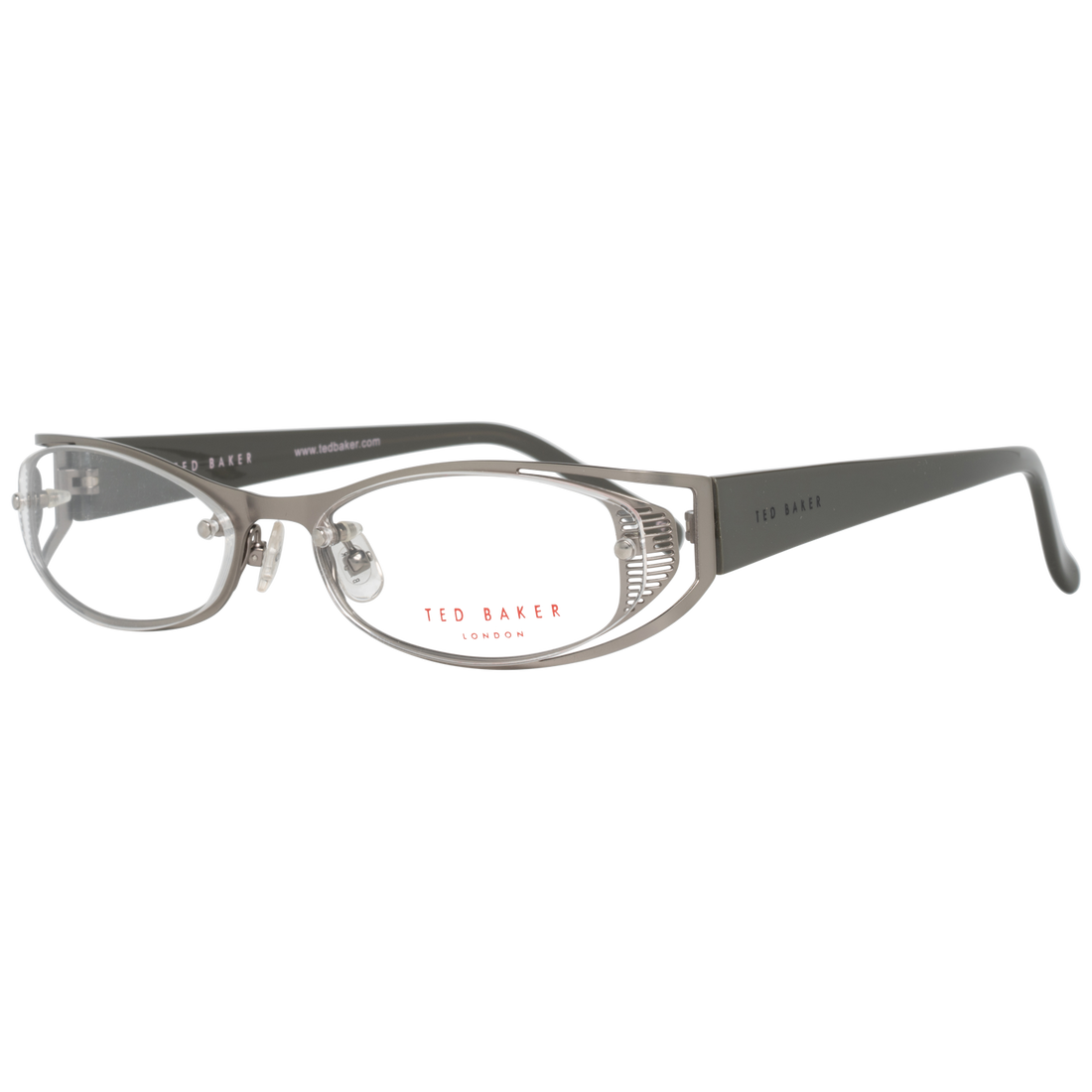 Ted Baker Oval glasses in Silver with Metal frame, model Ted Baker Optical Frames TB2160 54869, from Burghley & Co – Luxury eyewear UK