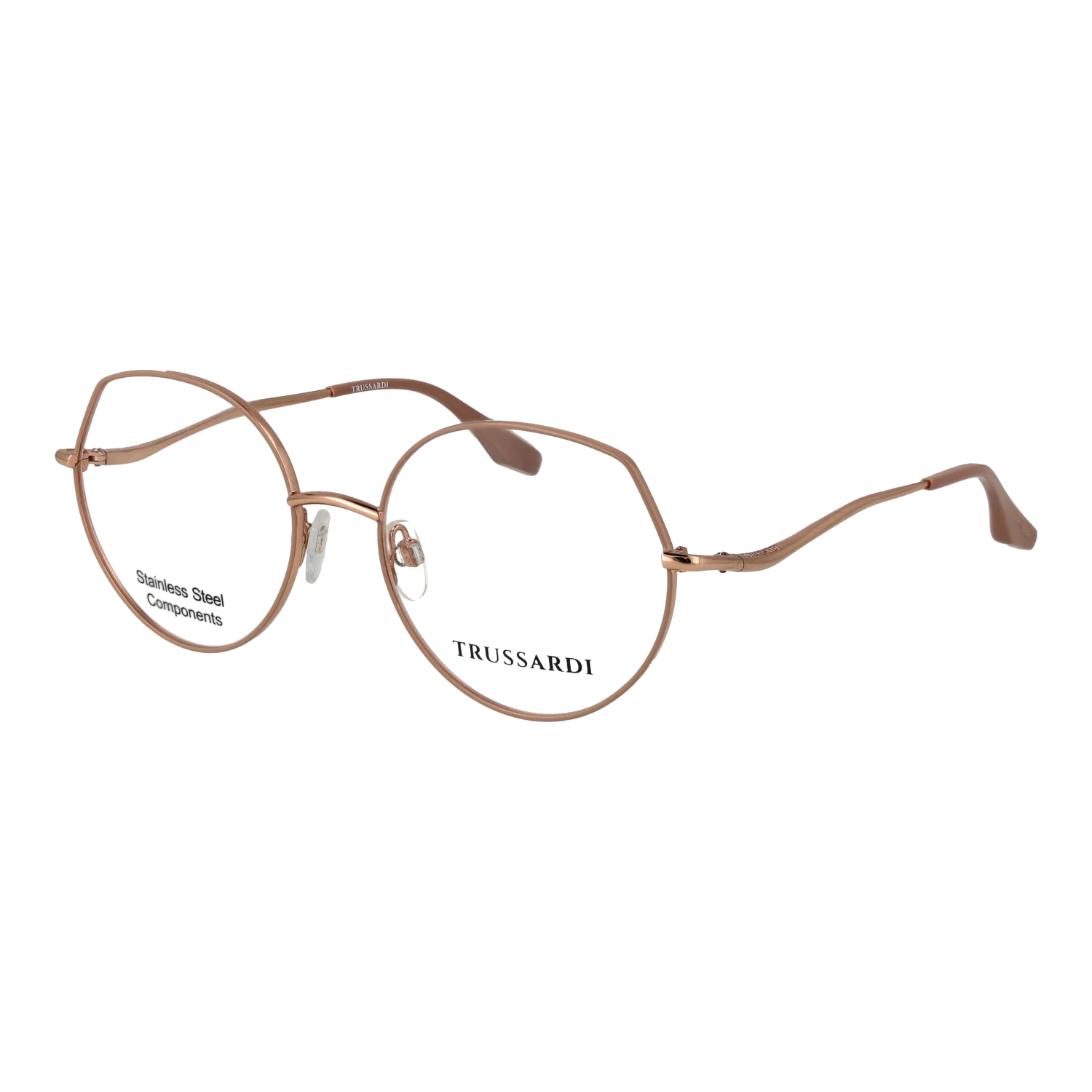Trussardi Round glasses, Stainless steel frame, Trussardi Optical Frames TSW1039 01A 54 – Burghley & Co (Image 1)
