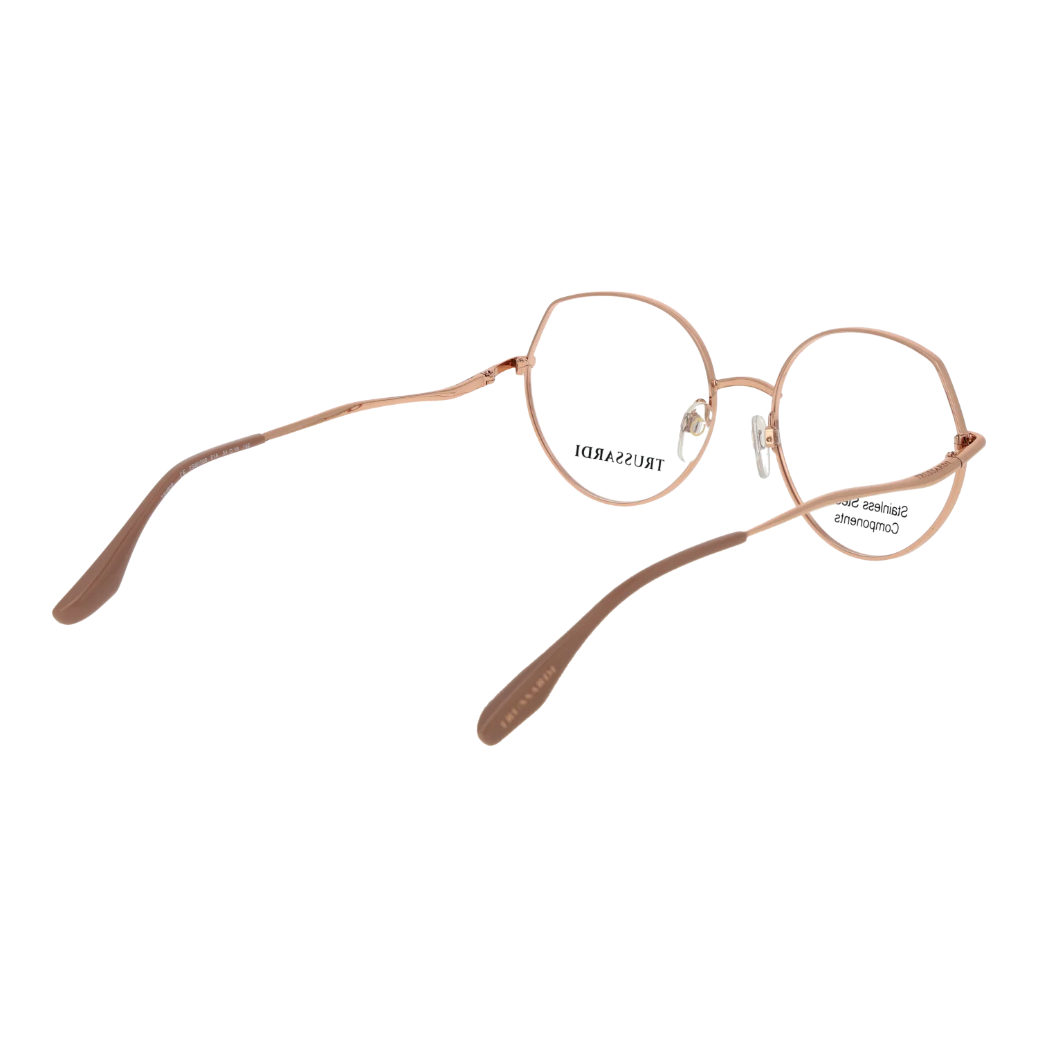Trussardi Round glasses, Stainless steel frame, Trussardi Optical Frames TSW1039 01A 54 – Burghley & Co (Image 3)