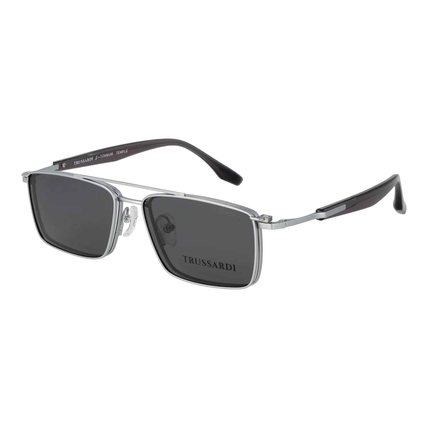 Trussardi Rectangle sunglasses, Titanium frame, Trussardi Frames with Sunglasses-Clips TSM1047GT 03A 54 & TSM1047GT 03AG 54 – Burghley & Co…
