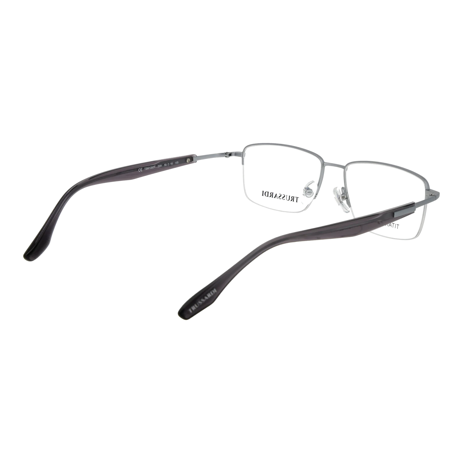 Trussardi Square glasses, Titanium frame, Trussardi Optical Frames TSM1050T 03A 55 – Burghley & Co (Image 3)