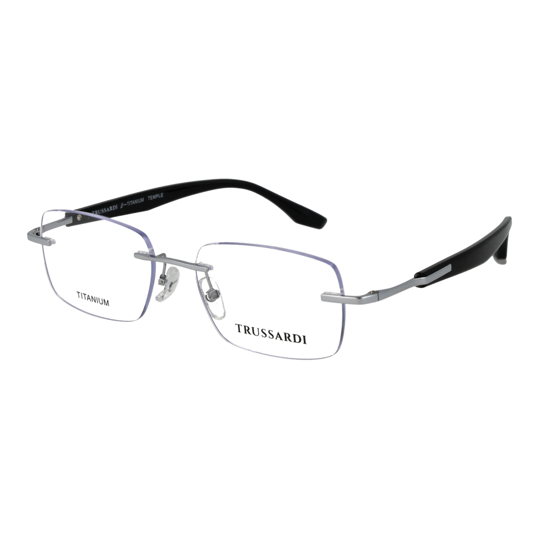 Trussardi Rectangle glasses, Stainless steel frame, Trussardi Optical Frames TSM1051T 03A 54 – Burghley & Co (Image 1)