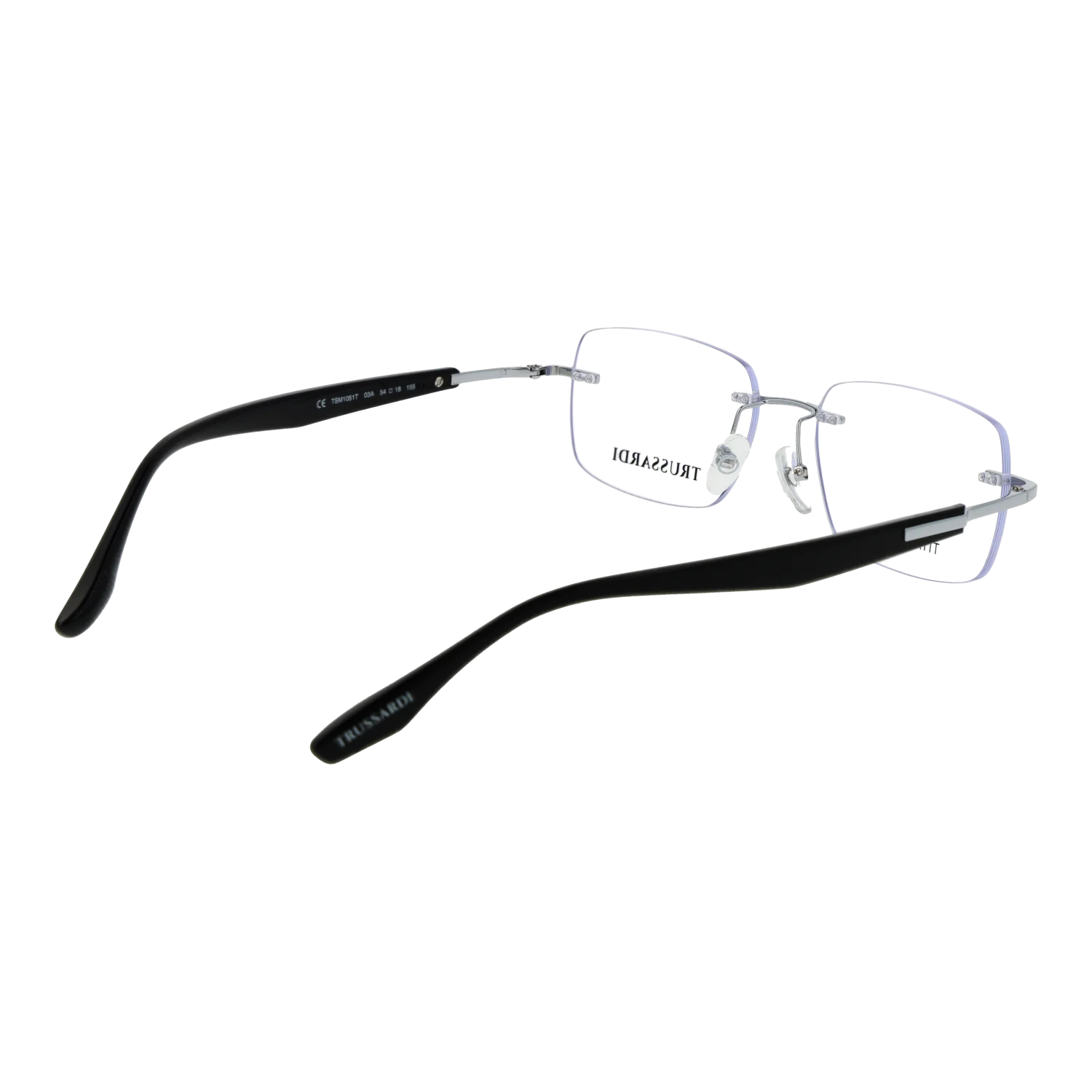Trussardi Rectangle glasses, Stainless steel frame, Trussardi Optical Frames TSM1051T 03A 54 – Burghley & Co (Image 3)