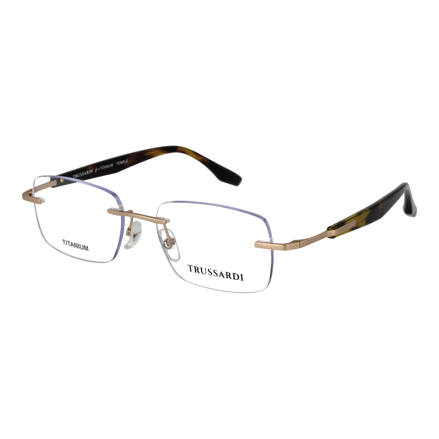 Trussardi Rectangle glasses, Stainless steel frame, Trussardi Optical Frames TSM1051T 04A 54 – Burghley & Co (Image 1)