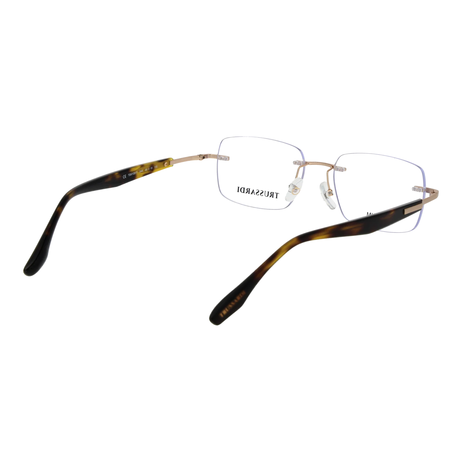 Trussardi Rectangle glasses, Stainless steel frame, Trussardi Optical Frames TSM1051T 04A 54 – Burghley & Co (Image 3)