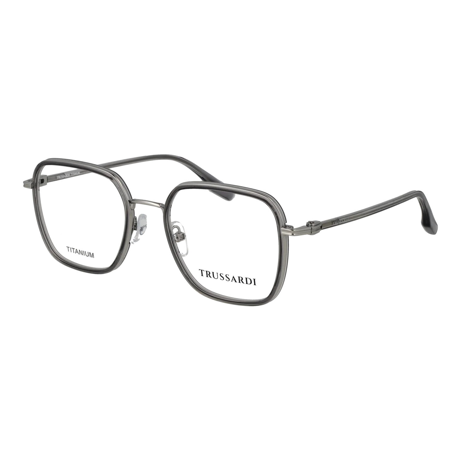 Trussardi Square glasses, Titanium frame, Trussardi Optical Frames TSU1020T T03 52 – Burghley & Co (Image 1)
