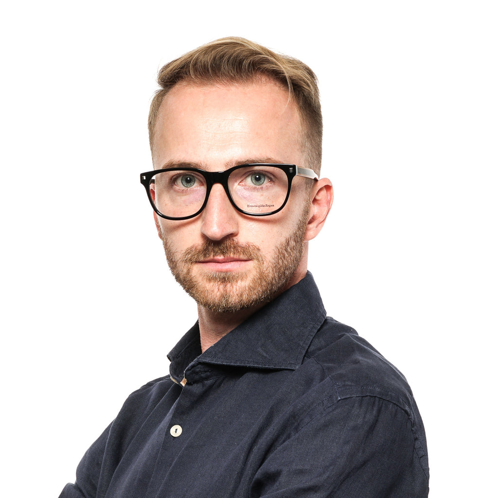 Ermenegildo Zegna Square glasses in Black with Plastic frame, model Ermenegildo Zegna Optical Frames EZ5120 54001, from Burghley & Co – Luxury eyewear UK