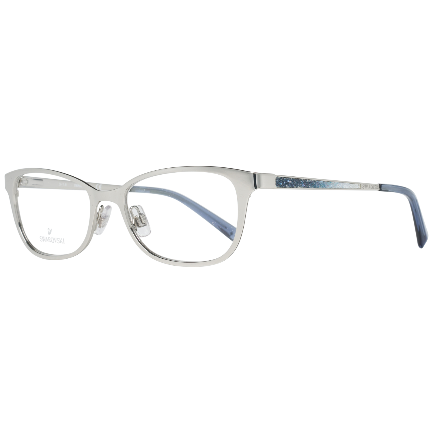 Swarovski Rectangle glasses in Silver with Metal frame, model Swarovski Optical Frame SK5277 016 52, from Burghley & Co – Luxury eyewear UK