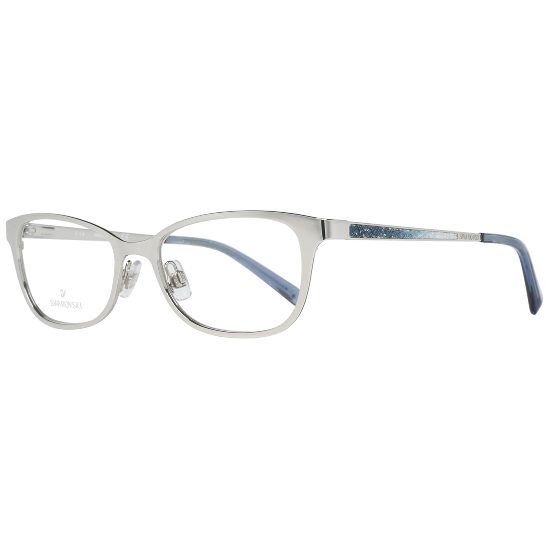 Swarovski Rectangle glasses in Silver with Metal frame, model Swarovski Optical Frames SK5277 52016, from Burghley & Co – Luxury eyewear UK
