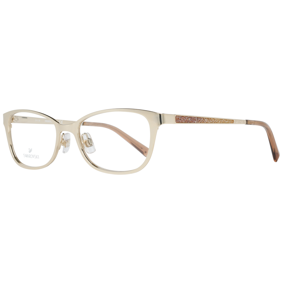 Swarovski Rectangle glasses in Gold with Metal frame, model Swarovski Optical Frames SK5277 52032, from Burghley & Co – Luxury eyewear UK