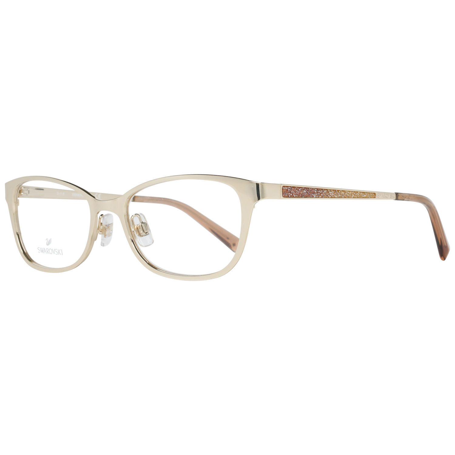 Swarovski Rectangle glasses in Gold with Metal frame, model Swarovski Optical Frames SK5277 52032, from Burghley & Co – Luxury eyewear UK