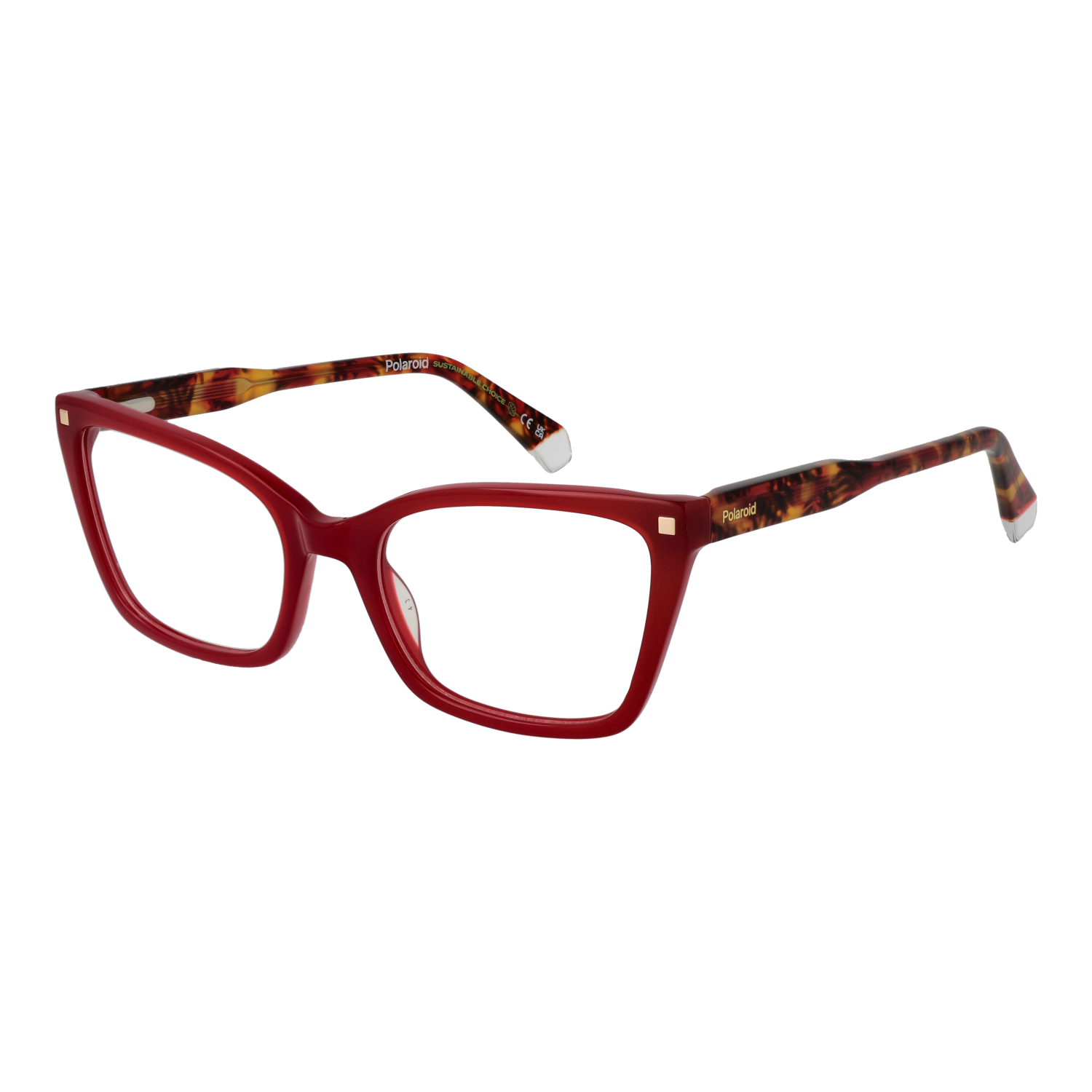 Polaroid Cat-eye glasses in Red with Acetate frame, model Polaroid Optical Frames PLD D520 LHF 54, from Burghley & Co – Luxury eyewear UK