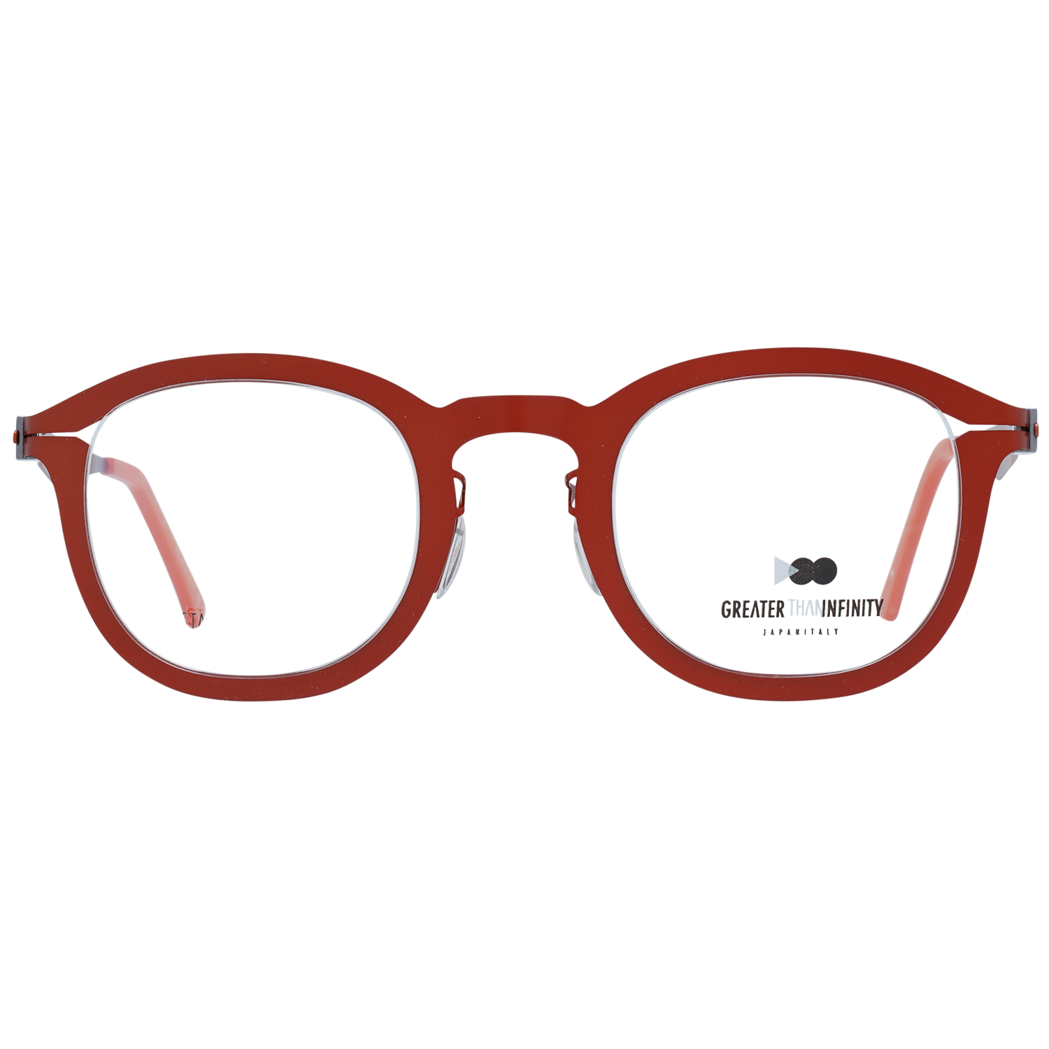 Greater Than Infinity Round glasses in Orange with Metal frame, model Greater Than Infinity Optical Frames GT003 46V06, from Burghley & Co – Luxury eyewear UK