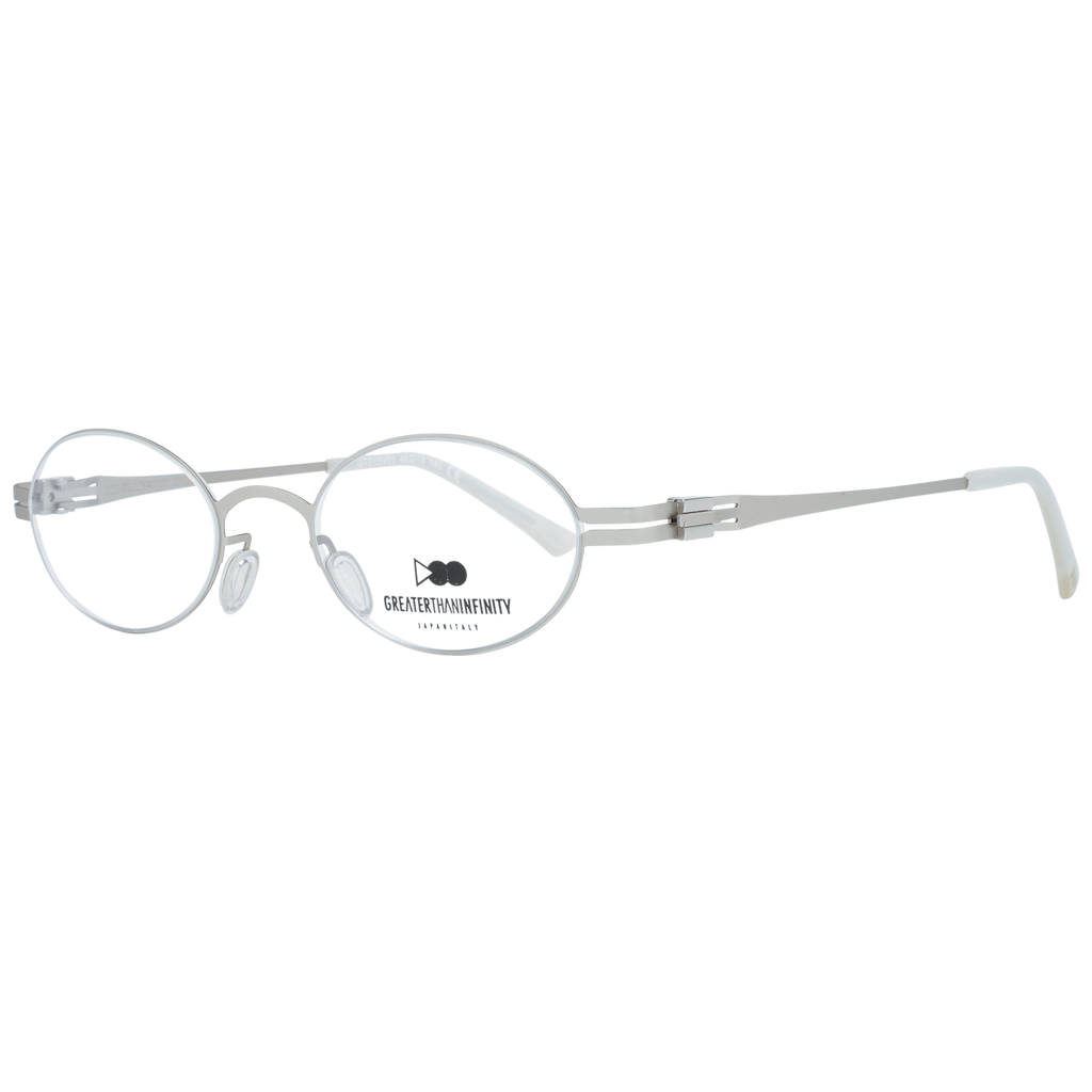 Greater Than Infinity Oval glasses in Silver with Metal frame, model Greater Than Infinity Optical Frames GT015 46V01, from Burghley & Co – Luxury eyewear UK