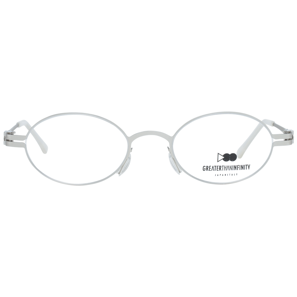 Greater Than Infinity Oval glasses in Silver with Metal frame, model Greater Than Infinity Optical Frames GT015 46V01, from Burghley & Co – Luxury eyewear UK