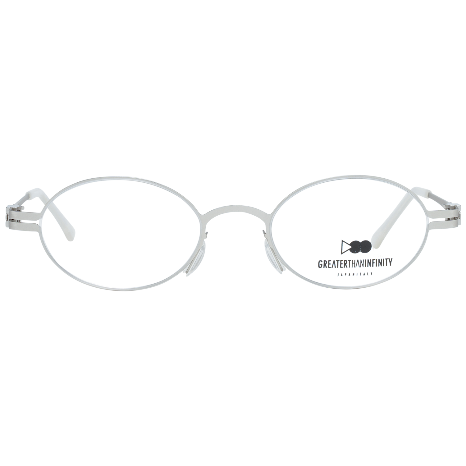 Greater Than Infinity Oval glasses in Silver with Metal frame, model Greater Than Infinity Optical Frames GT015 46V01, from Burghley & Co – Luxury eyewear UK