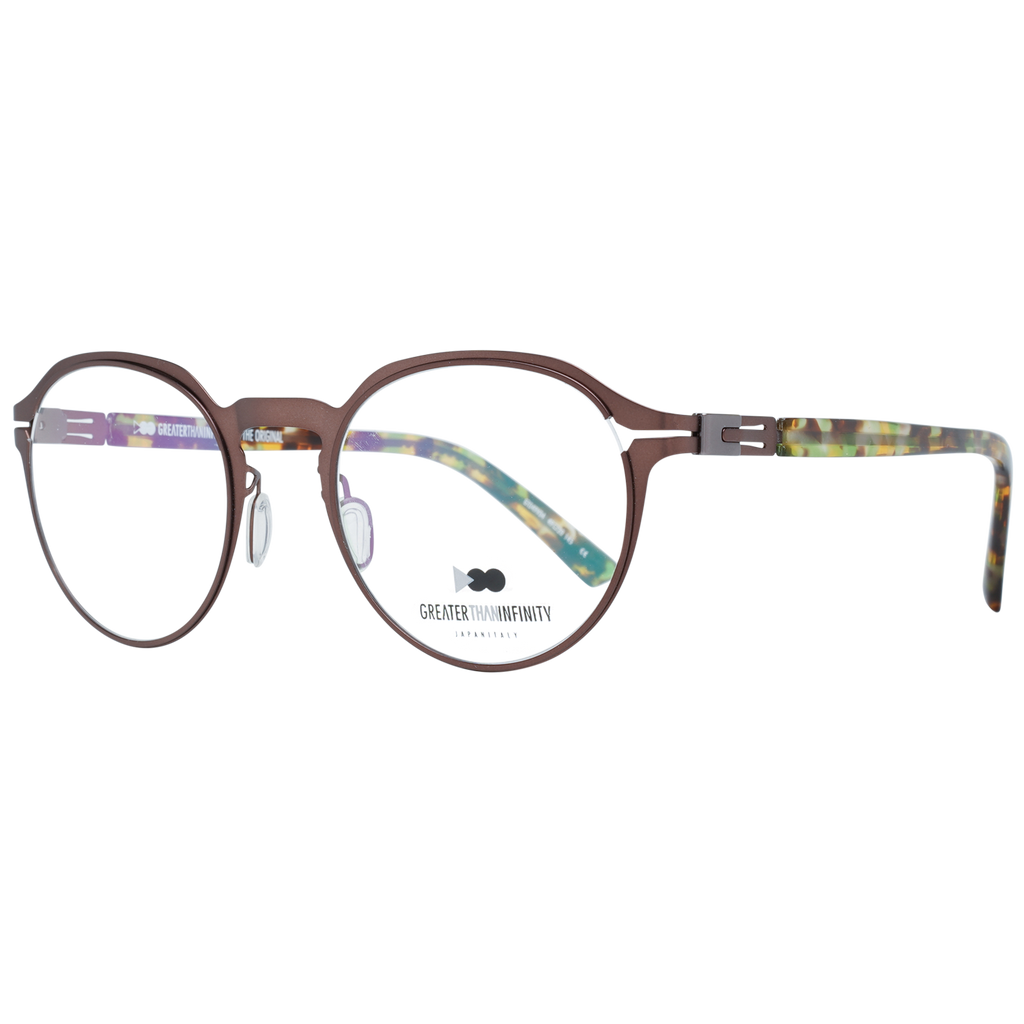 Greater Than Infinity Round glasses in Brown with Metal frame, model Greater Than Infinity Optical Frames GT049 49V04, from Burghley & Co – Luxury eyewear UK