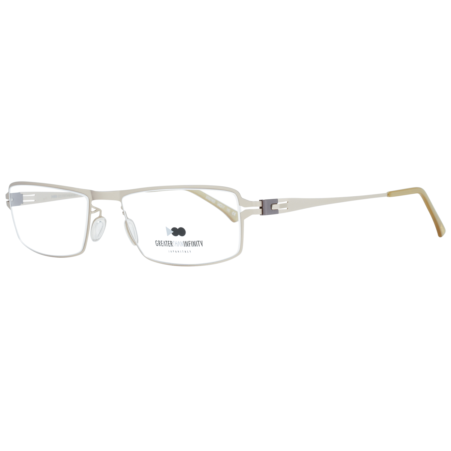 Greater Than Infinity Rectangle glasses in Gold with Metal frame, model Greater Than Infinity Optical Frames GT007 54V03N, from Burghley & Co – Luxury eyewear UK