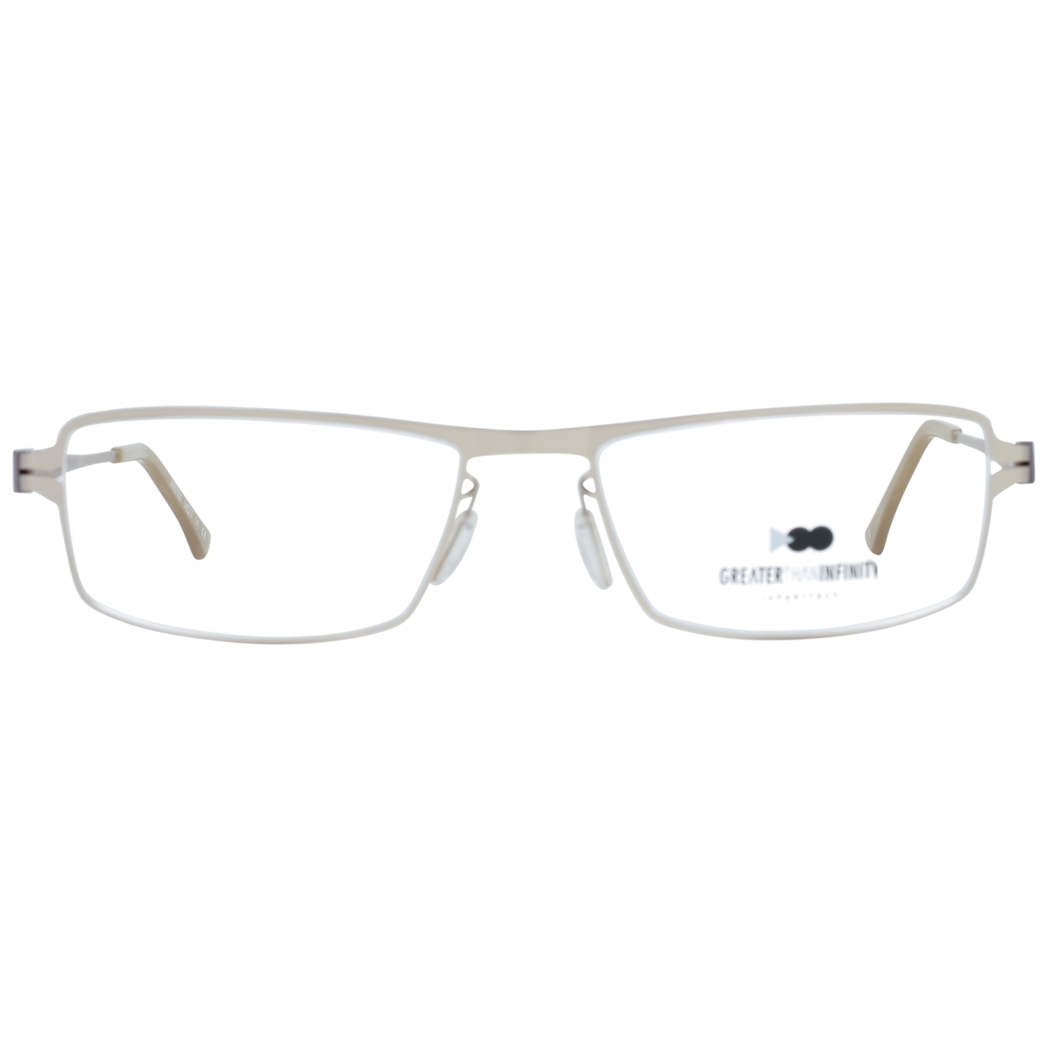 Greater Than Infinity Rectangle glasses in Gold with Metal frame, model Greater Than Infinity Optical Frames GT007 54V03N, from Burghley & Co – Luxury eyewear UK